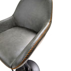 Contemporary Green Vegan Leather Gas Lift Curved Barstool with Steel Base - Home Furniture Interiors