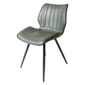 Contemporary Green Vegan Leather Dining Chair with Steel Legs