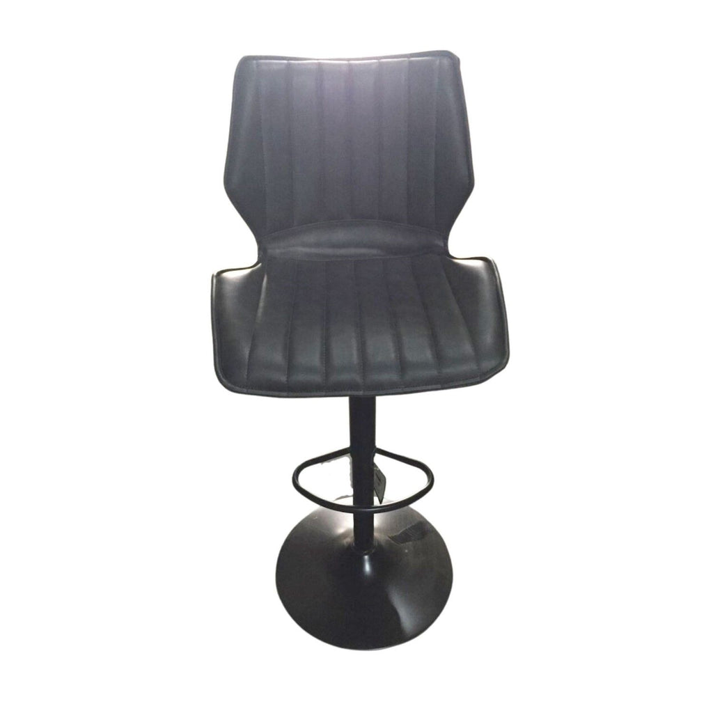 Modern Grey PU Leather Upholstered Gas Lift Bar Stool - Home Furniture Interiors