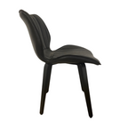 Contemporary Grey Vegan Leather Padded Seat Dining Chair with Wooden Legs Side