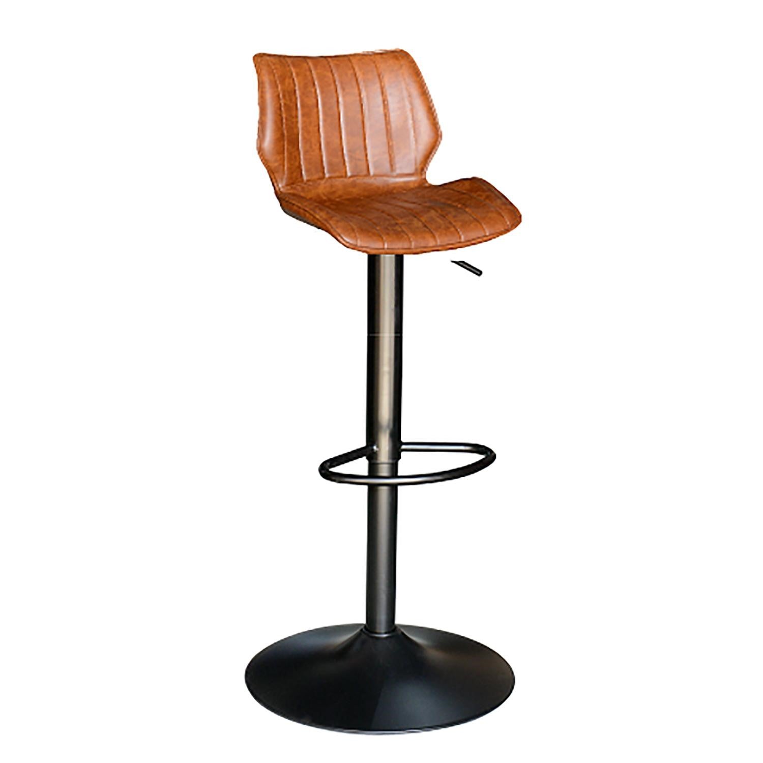 Modern Tan PU Leather Upholstered Gas Lift Bar Stool