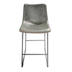 Vintage Style Green PU Leather Bar Stool with Black Sled Base - Home Furniture Interiors