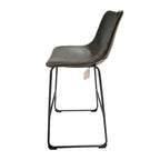 Vintage Style Green PU Leather Bar Stool with Black Sled Base - Home Furniture Interiors