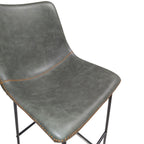 Vintage Style Green PU Leather Bar Stool with Black Sled Base - Home Furniture Interiors