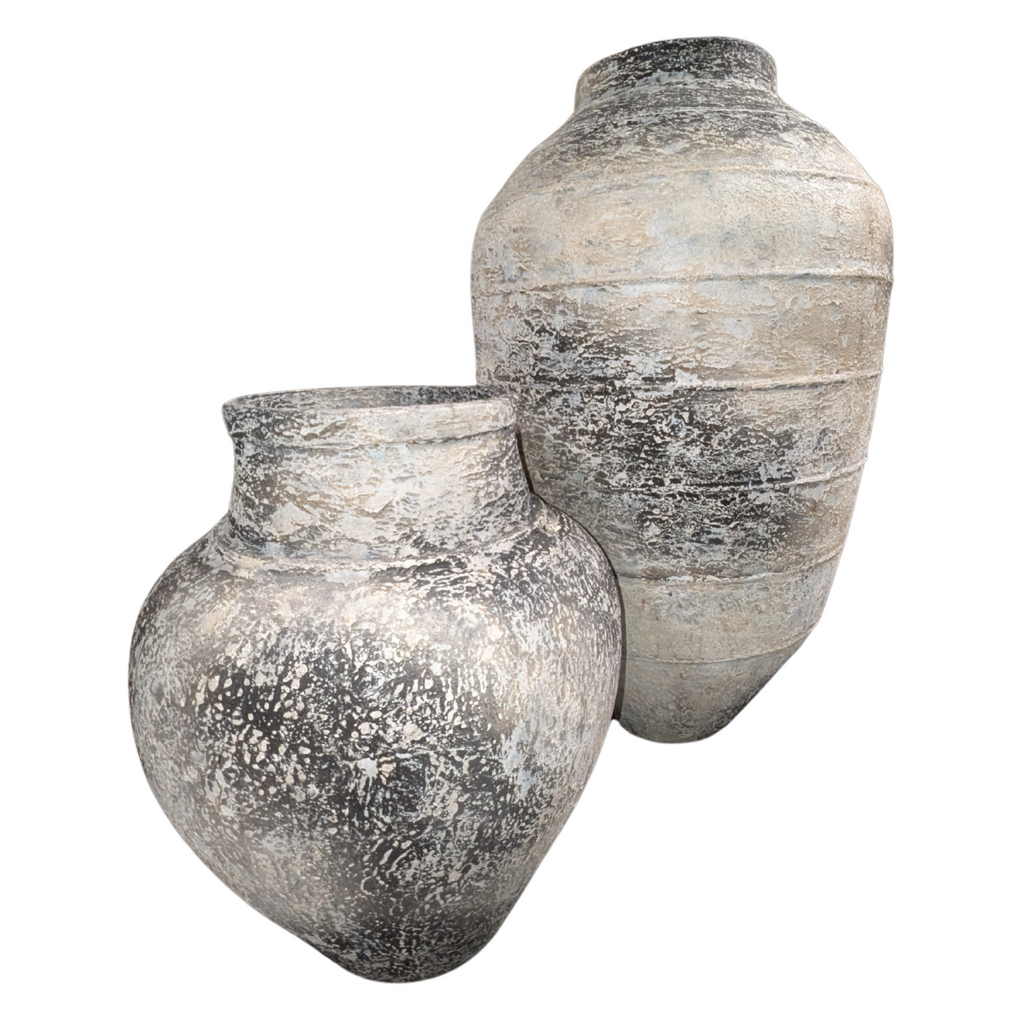 Rustic Grey Finish Naped Decorative Pot - Home Furniture Interiors