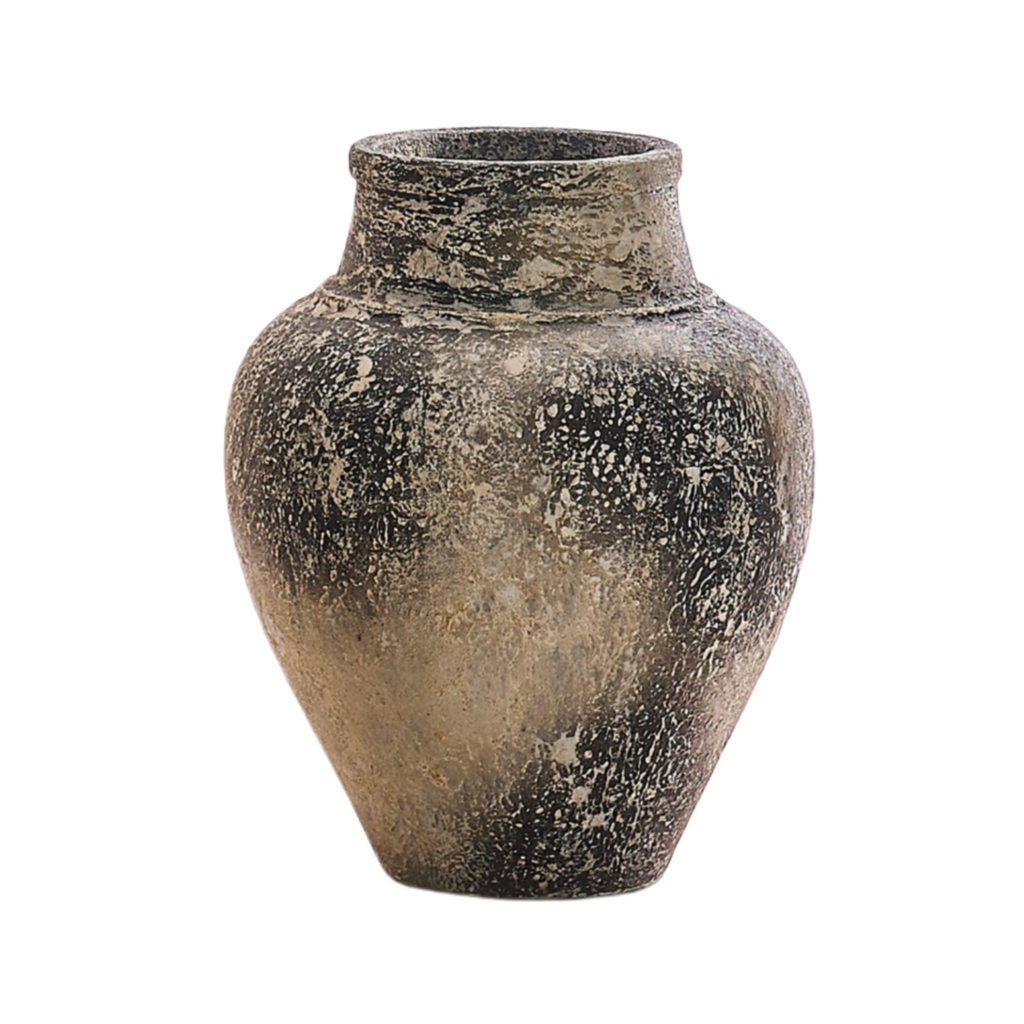 Rustic Grey Finish Naped Decorative Pot - Home Furniture Interiors