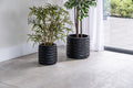 Set of 2 Modern Black Textured Composite Wave Pots