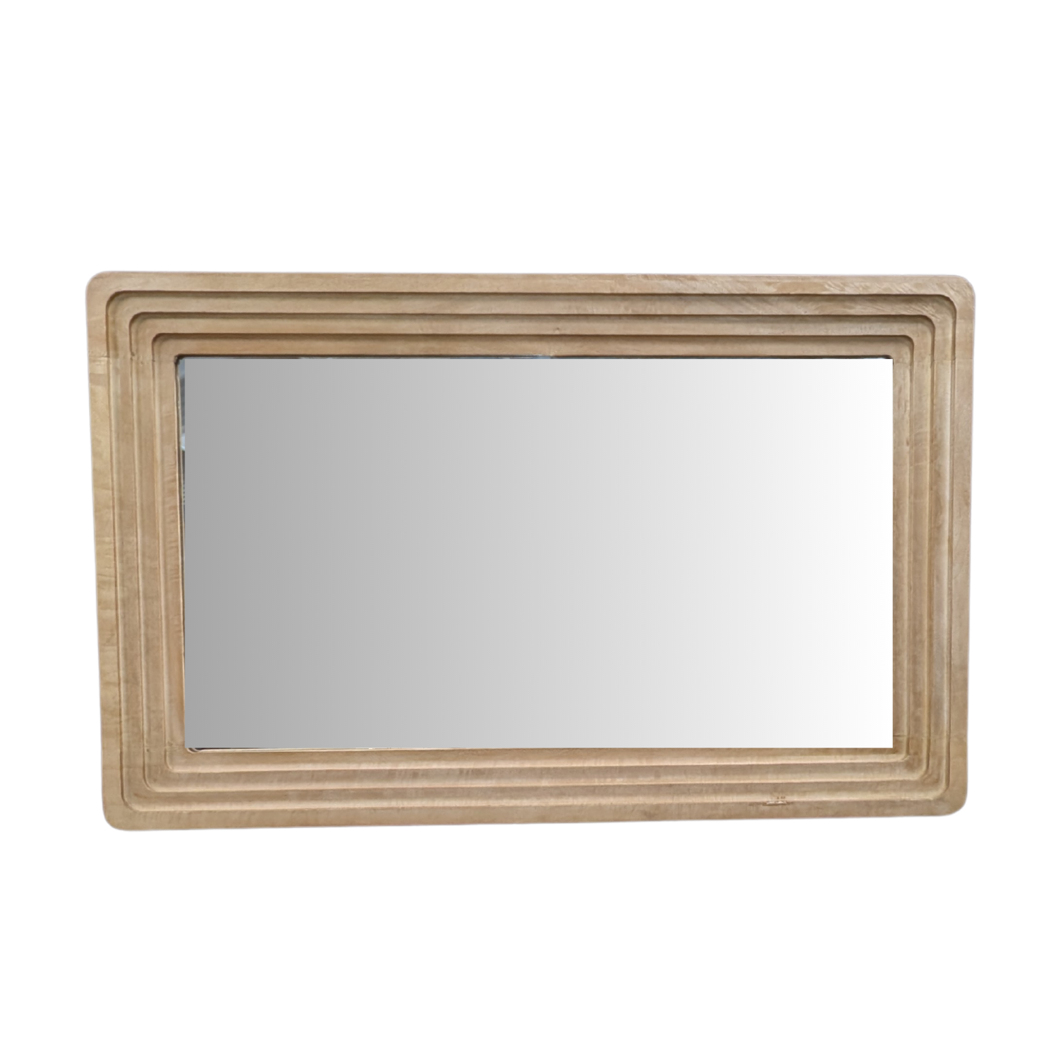 Plain Rectangular Mango Wood Large Wall Mirror with Layered Frame