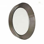 Contemporary Round Metal Framed Wall Mirror with Sculpted Edge - Home Furniture Interiors