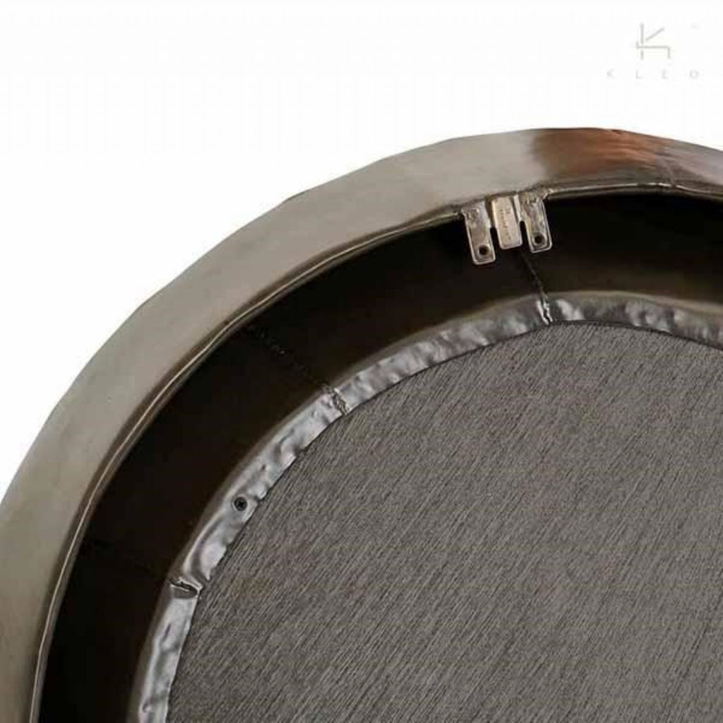 Contemporary Round Metal Framed Wall Mirror with Sculpted Edge - Home Furniture Interiors