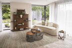 Industrial Style Grey Mango Wood Folding Room Divider with Shelves - Home Furniture Interiors