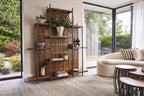 Industrial Style Grey Mango Wood Folding Room Divider with Shelves - Home Furniture Interiors