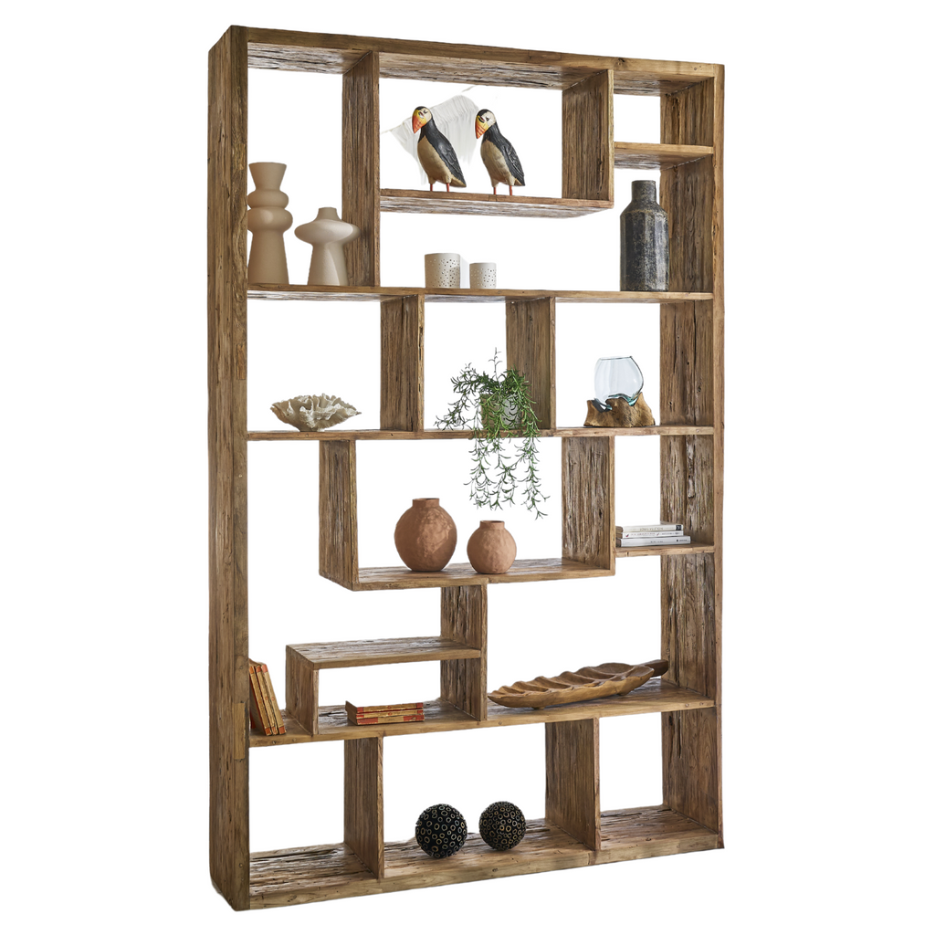 Modern Rustic Reclaimed Wood Large Room Divider Display Unit - Home Furniture Interiors