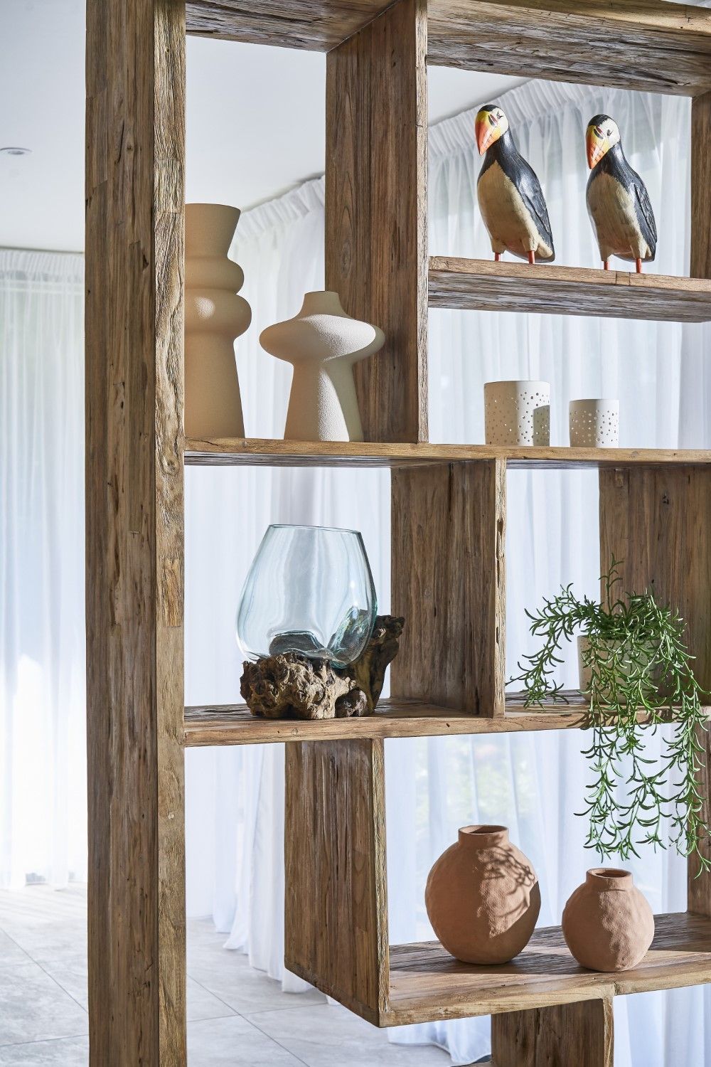 Modern Rustic Reclaimed Wood Large Room Divider Display Unit - Home Furniture Interiors