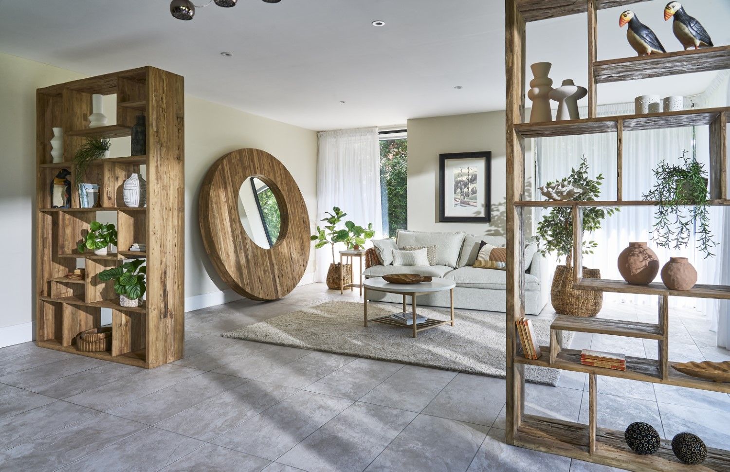 Modern Rustic Reclaimed Wood Large Room Divider Display Unit - Home Furniture Interiors