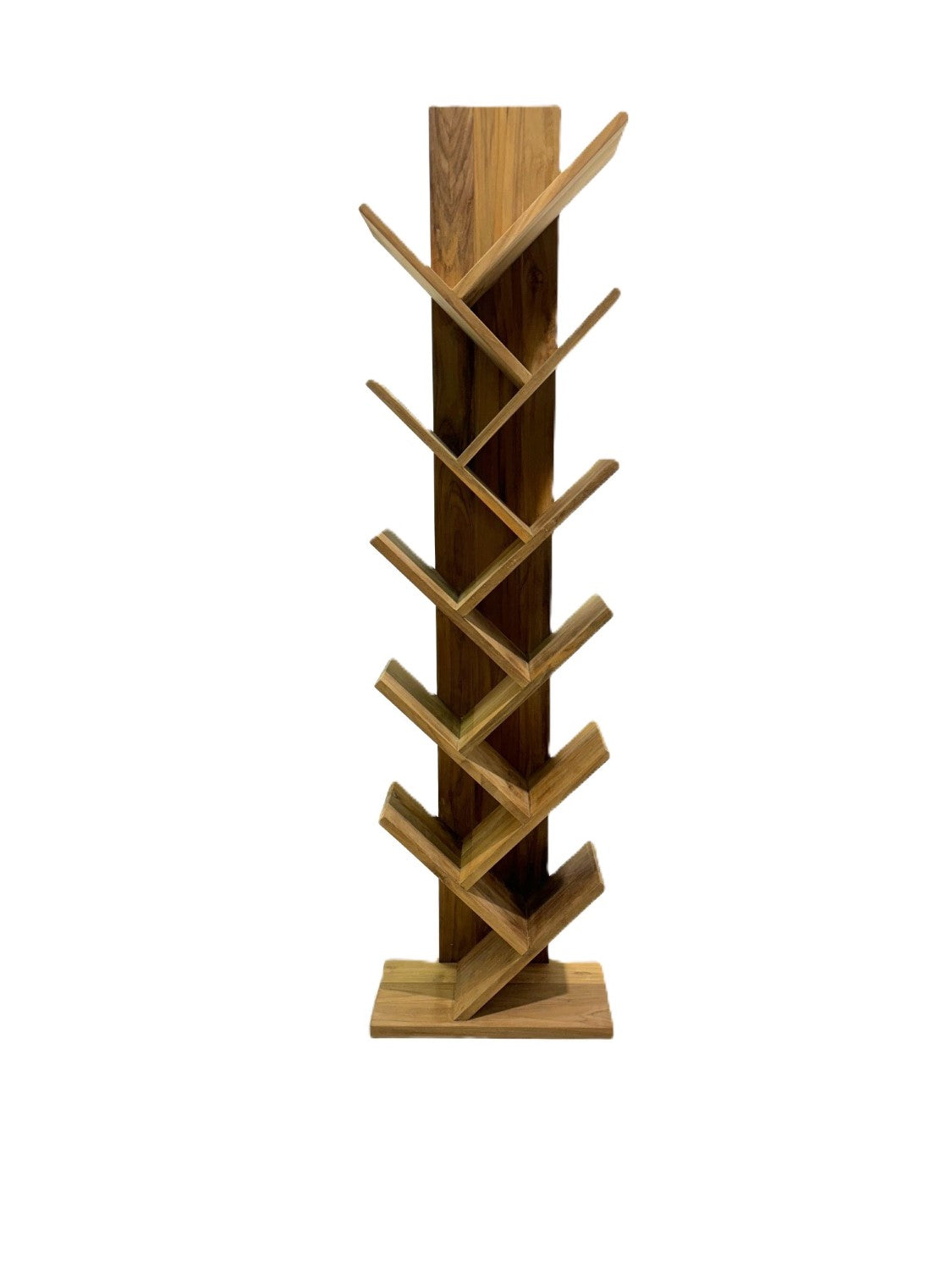 Artisan Solid Wood Vertical Angled Tiered Shelving Unit - Home Furniture Interiors