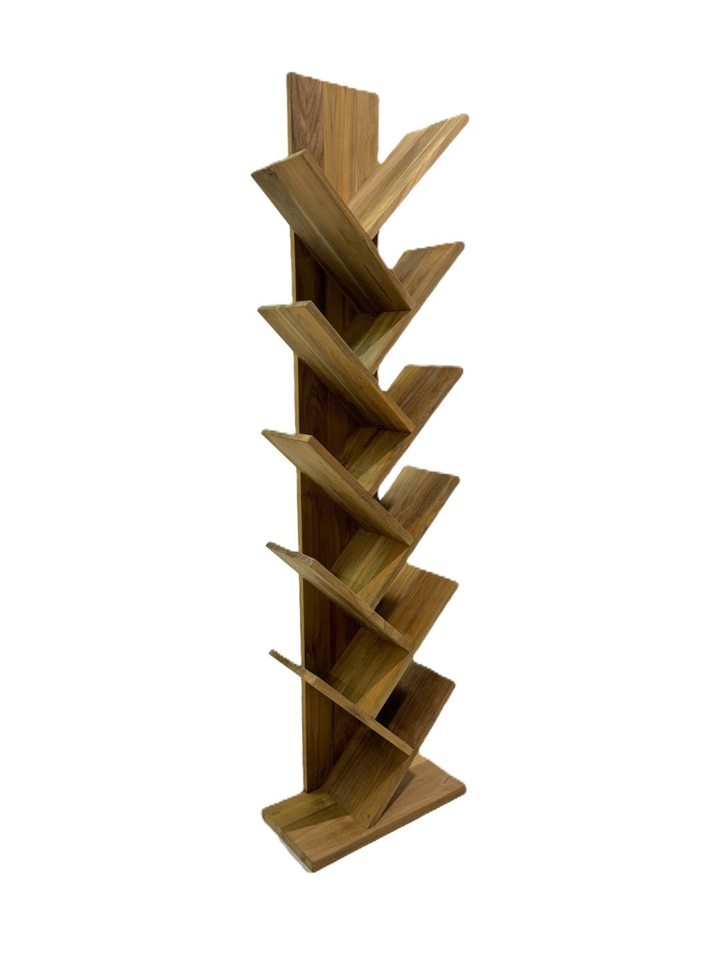 Artisan Solid Wood Vertical Angled Tiered Shelving Unit - Home Furniture Interiors
