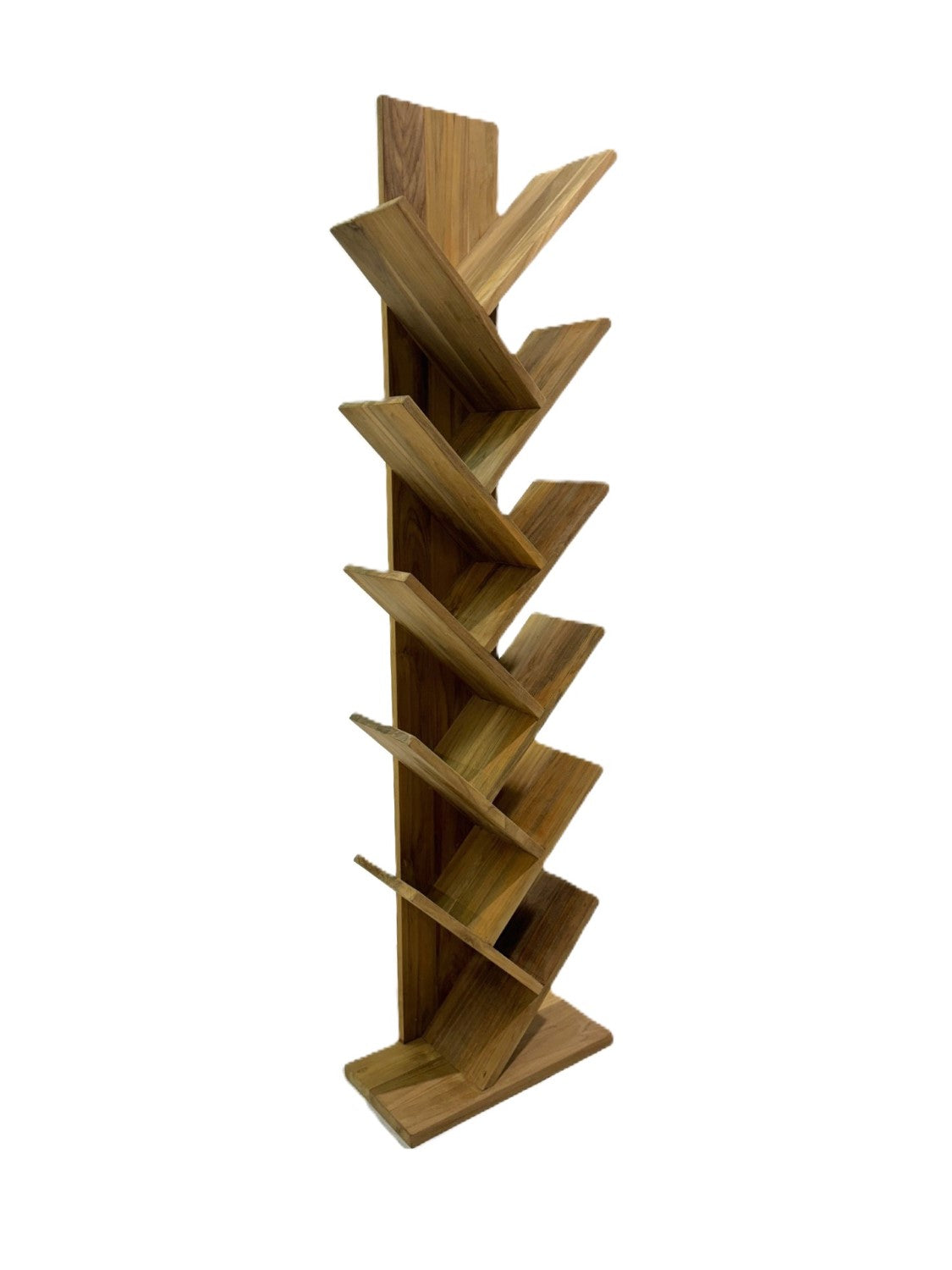Artisan Solid Wood Vertical Angled Tiered Shelving Unit - Home Furniture Interiors