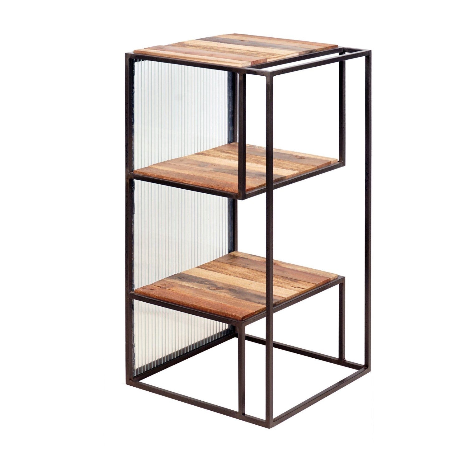 Industrial Recycled Wood and Metal Frame Small Shelf Unit