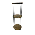 Industrial Recycled Wood and Metal Round 3 Tier Shelving Unit