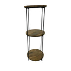 Industrial Recycled Wood and Metal Round 3 Tier Shelving Unit