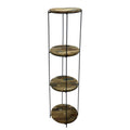 Industrial Circular Recycled Wood 4 Tier Display Shelf with Steel Frame