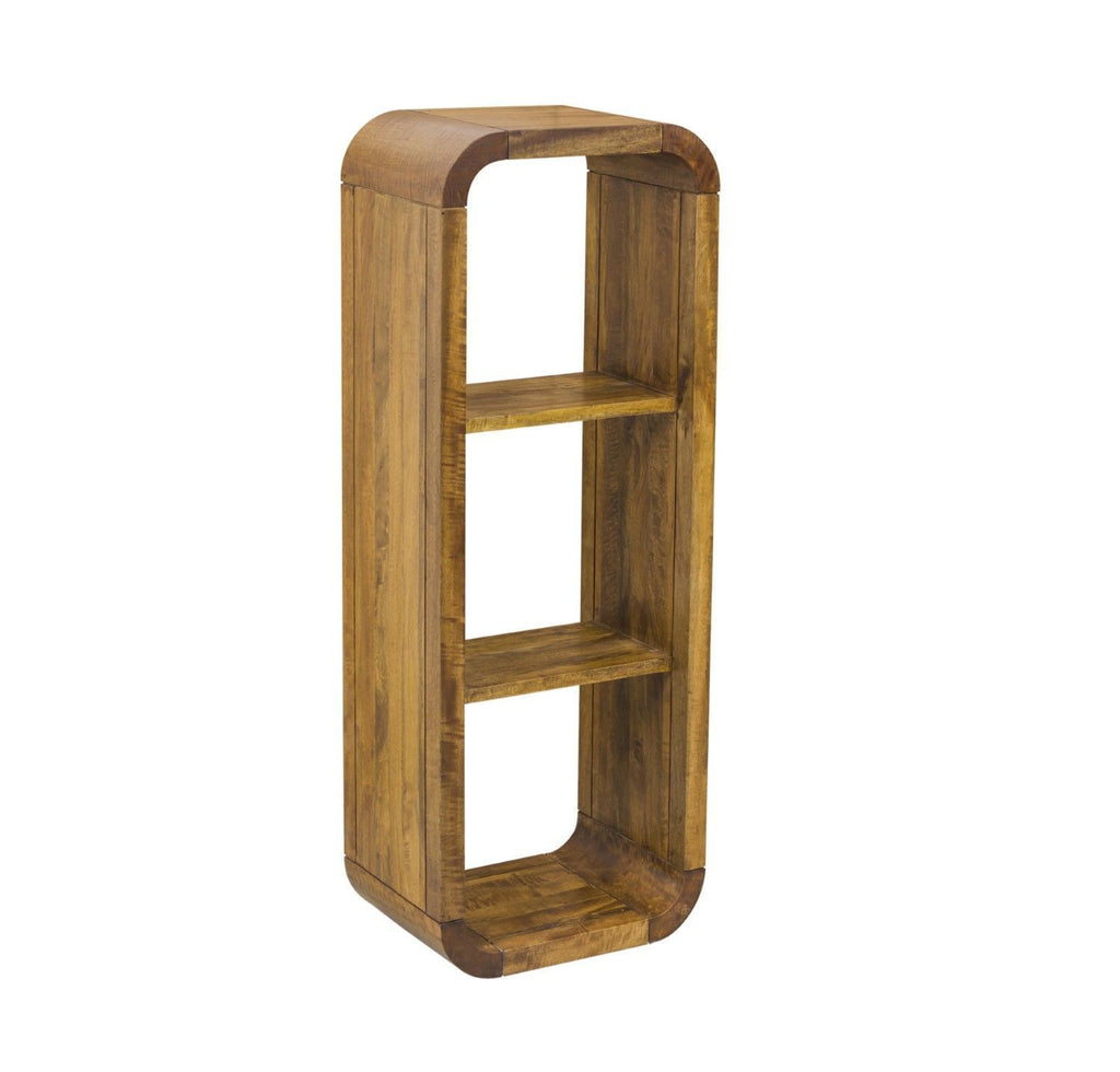 Modern Solid Mango Wood 3 Tier Shelving Unit with Rounded Corners
