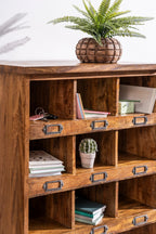Modern Solid Wood Shoe Cabinet with Multiple Open Storage - Home Furniture Interiors