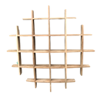 Natural Teak Wood Square Wall Rack with Multi Cubed Display Shelves
