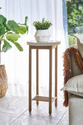 Modern Wood White Round Top Side Lamp Table with Lower Rack