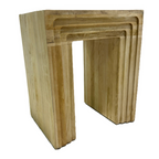 Natural Mango Wood Sculpted Lamp Table with Layered Block Design - Home Furniture Interiors