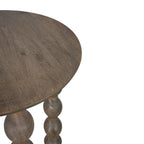 Rustic Grey Wood Round Side Table with Sculpted Spindle Legs - Home Furniture Interiors