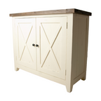 White Solid Pine 2 Door Sideboard with Distressed Matt Lacquer Finish - Home Furniture Interiors