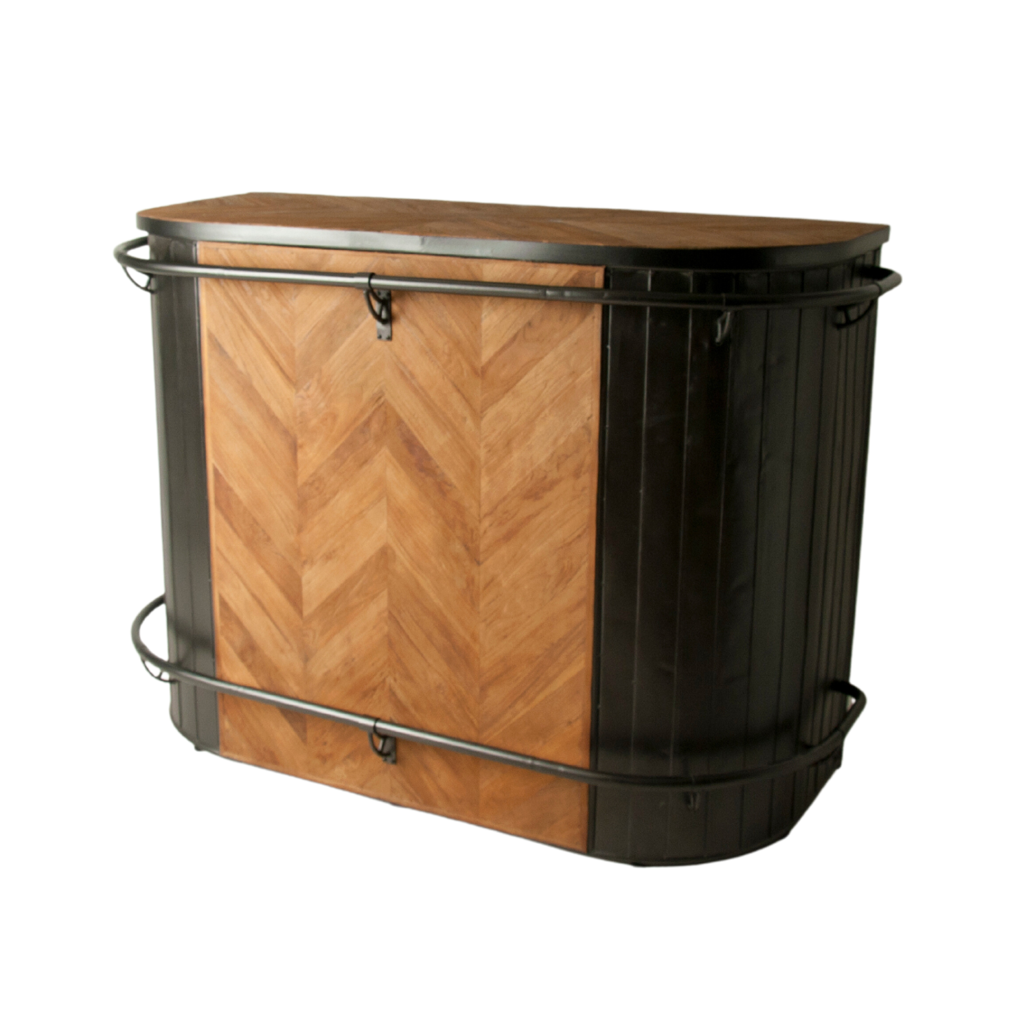 Industrial Style Dark Grey Recycled Wood Home Bar Unit - Home Furniture Interiors