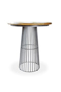 Industrial Round Mango Wood Birdcage Bar Table with Gunmetal Steel Base