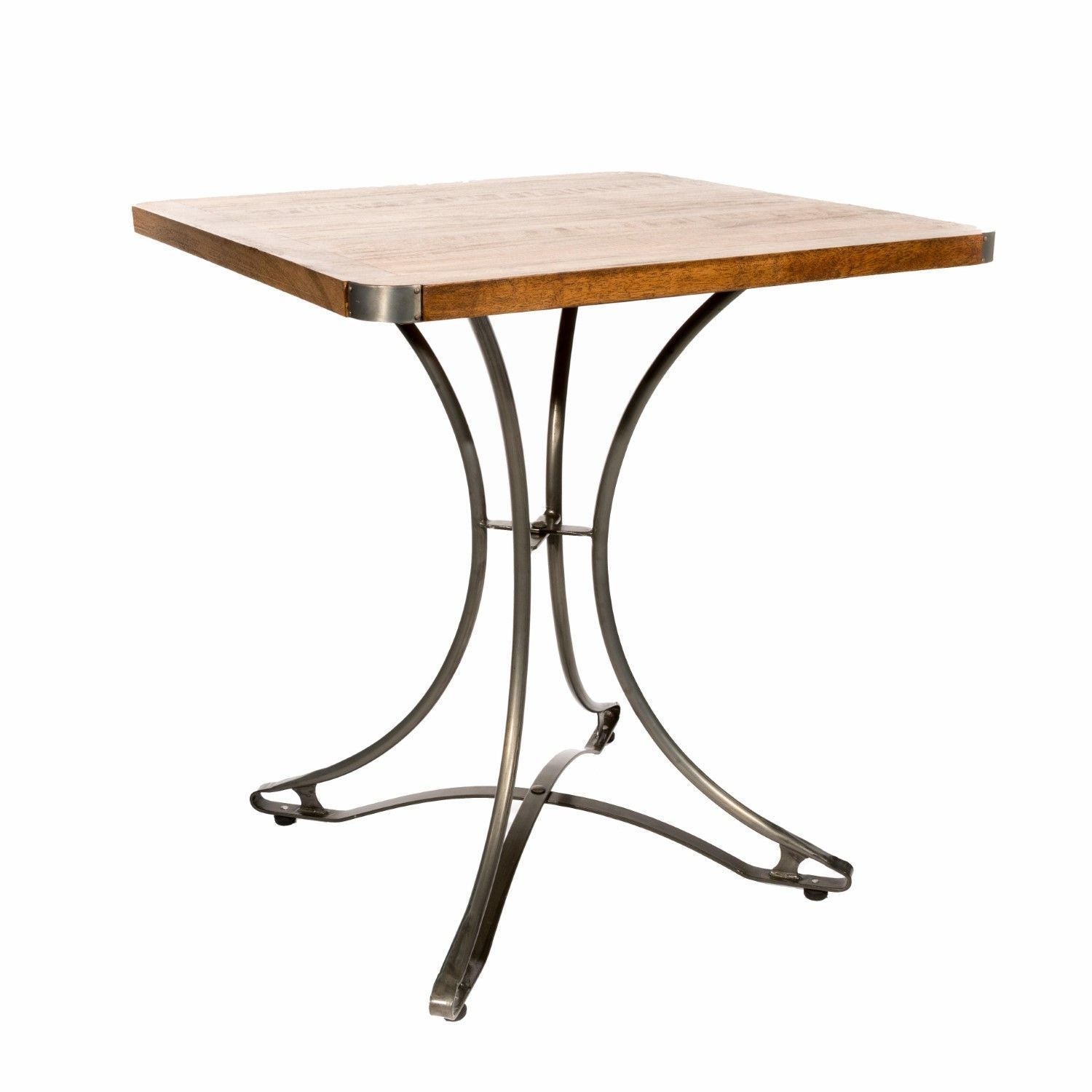 Industrial Square Mango Wood Bistro Table with Gunmetal Steel Base
