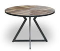 Modern Round Recycled Wood Bistro Table with Triangular Steel Legs