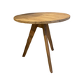 Modern Round Teak Wood Bistro Table with Triangular Legs