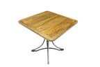 Modern Square Mango Wood Cafe Table Industrial Steel Base - Home Furniture Interiors