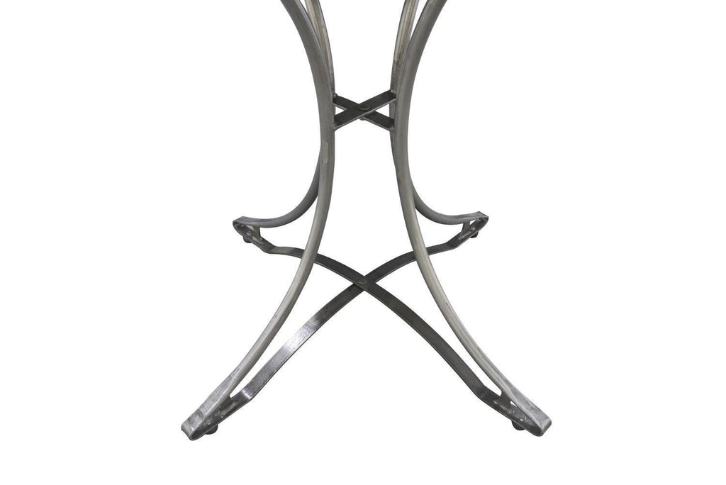 Modern Square Mango Wood Cafe Table Industrial Steel Base - Home Furniture Interiors