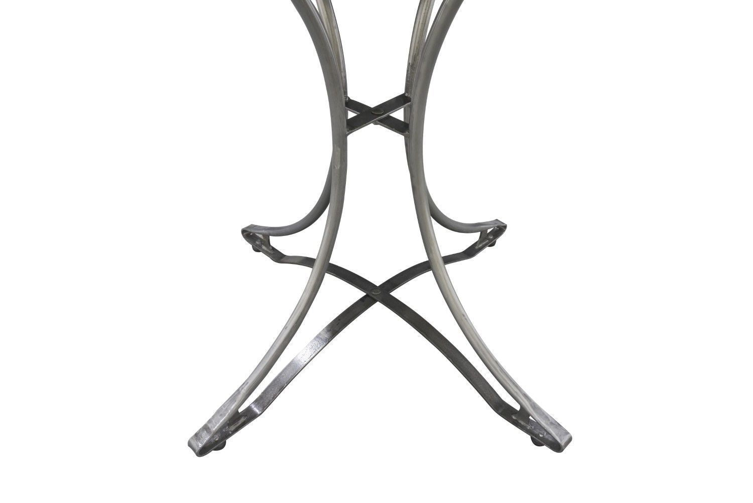 Modern Square Mango Wood Cafe Table Industrial Steel Base - Home Furniture Interiors