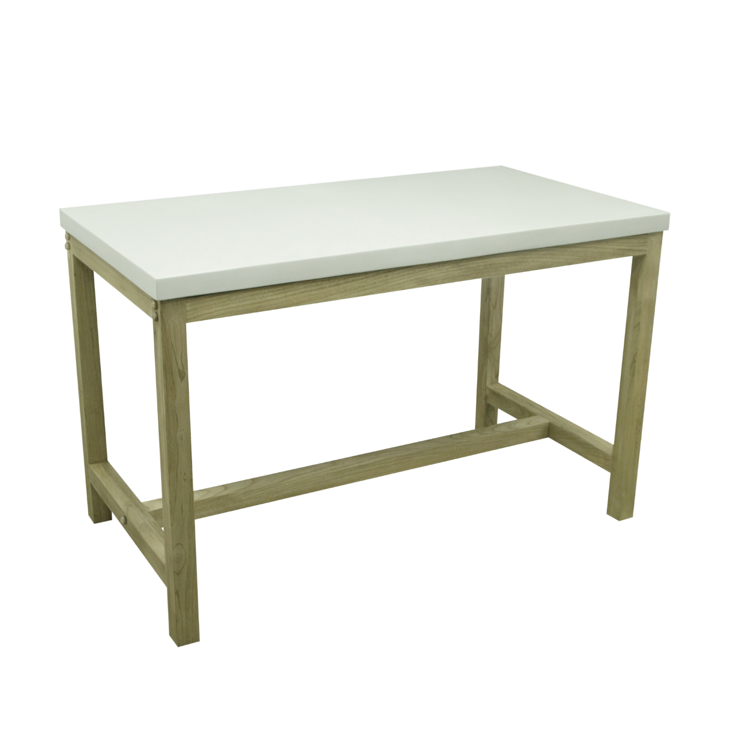 Modern White Concrete Top Mindi Wood Rectangular Counter Bar Table