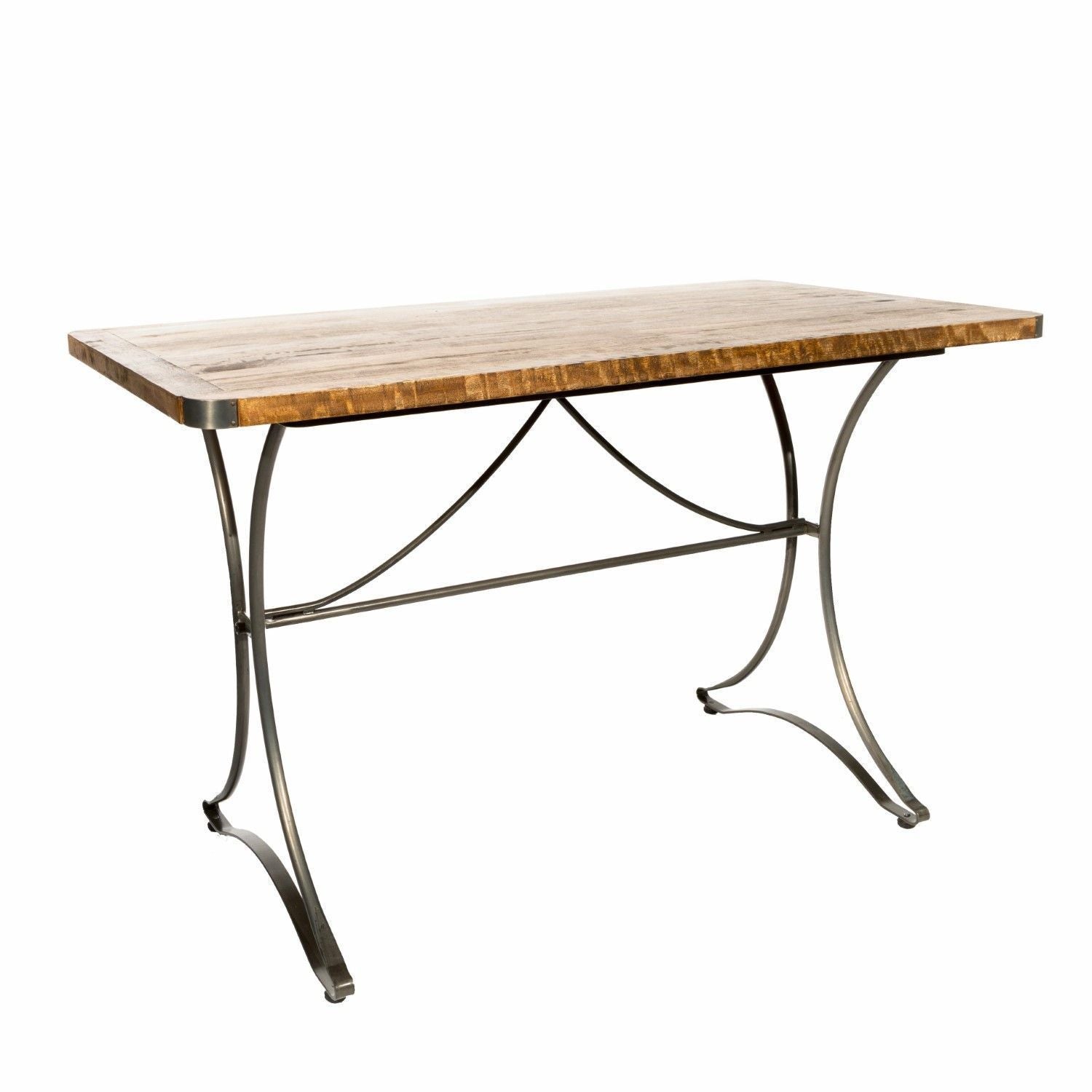 Rectangular Mango Wood Bistro Table with Black Steel Base