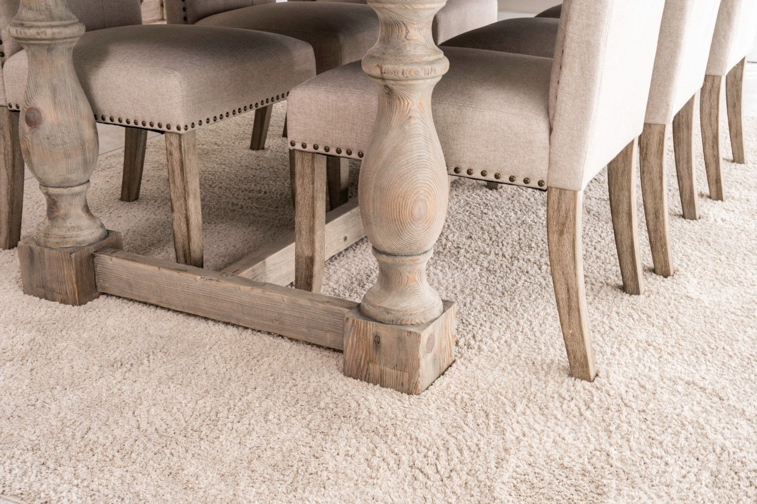 Traditional Weathered Oak Refectory 6 Seater Rectangular Dining Table - Home Furniture Interiors