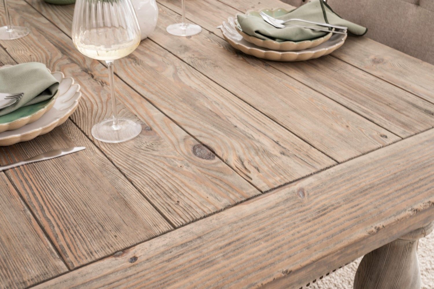 Traditional Weathered Oak Refectory 6 Seater Rectangular Dining Table - Home Furniture Interiors