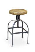 Industrial Round Mango Wood and Steel Adjustable Dentist Stool