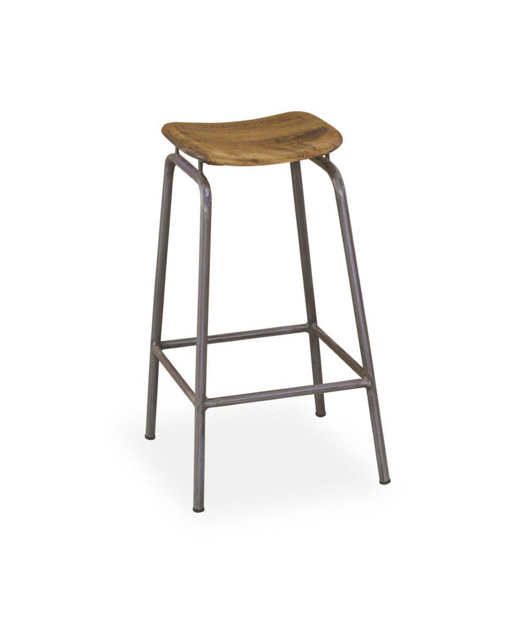 Industrial Style Solid Mango Wood and Gunmetal Counter Height Lab Bar Stool