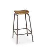 Industrial Style Solid Mango Wood and Gunmetal Counter Height Lab Bar Stool