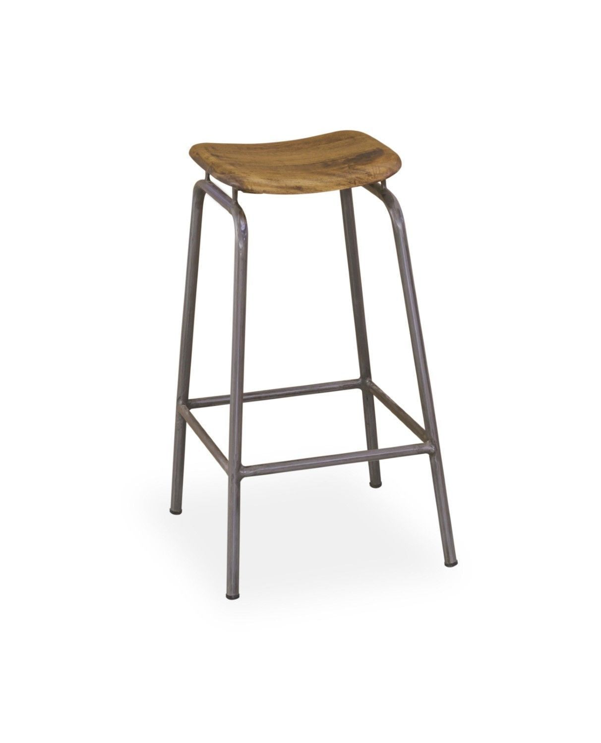 Industrial Style Solid Mango Wood and Gunmetal Counter Height Lab Bar Stool