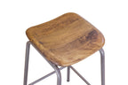 Industrial Style Solid Mango Wood and Gunmetal Counter Height Lab Bar Stool - Home Furniture Interiors